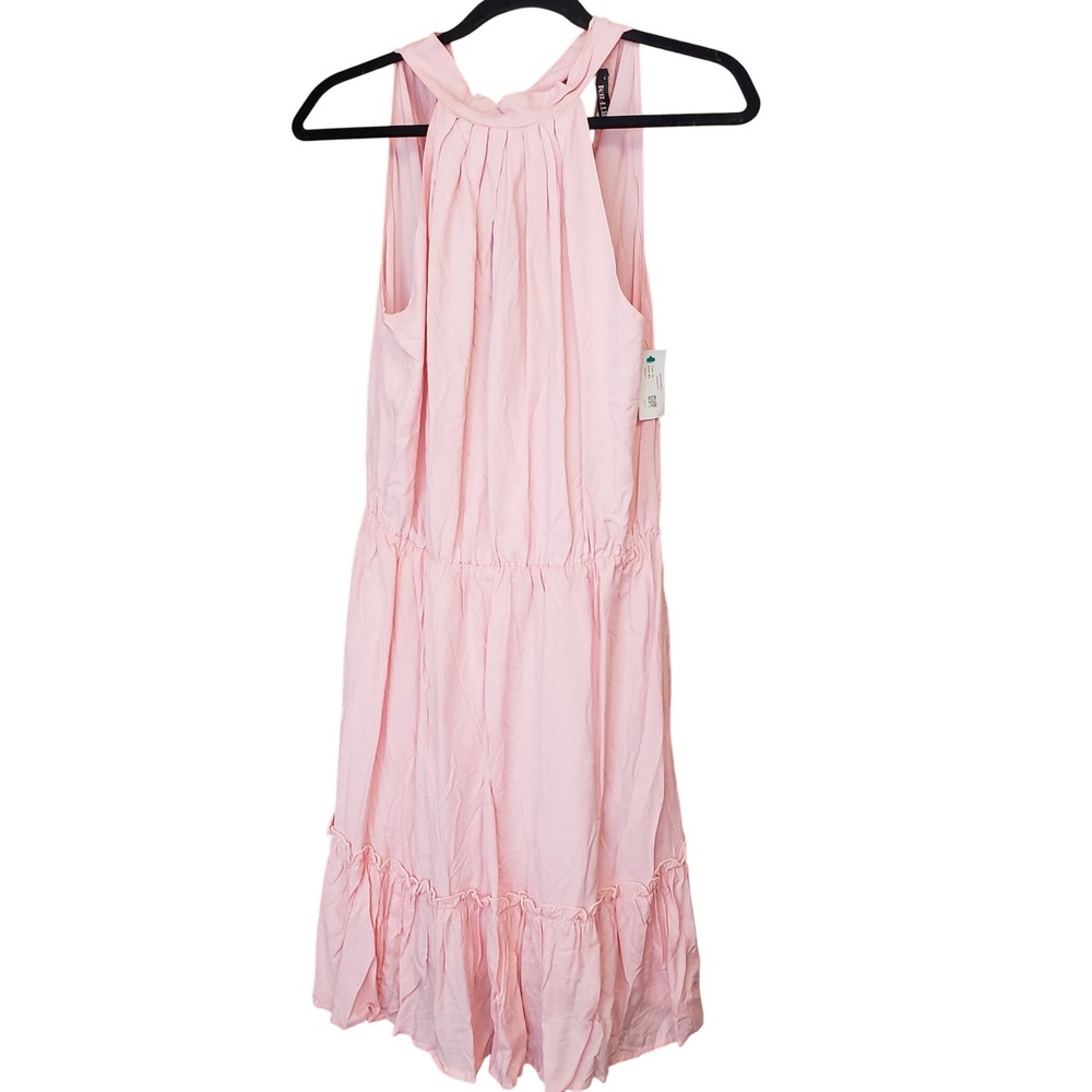 BTFBM Womens Halter Neck Ruffle Mini Dress Size M Pink